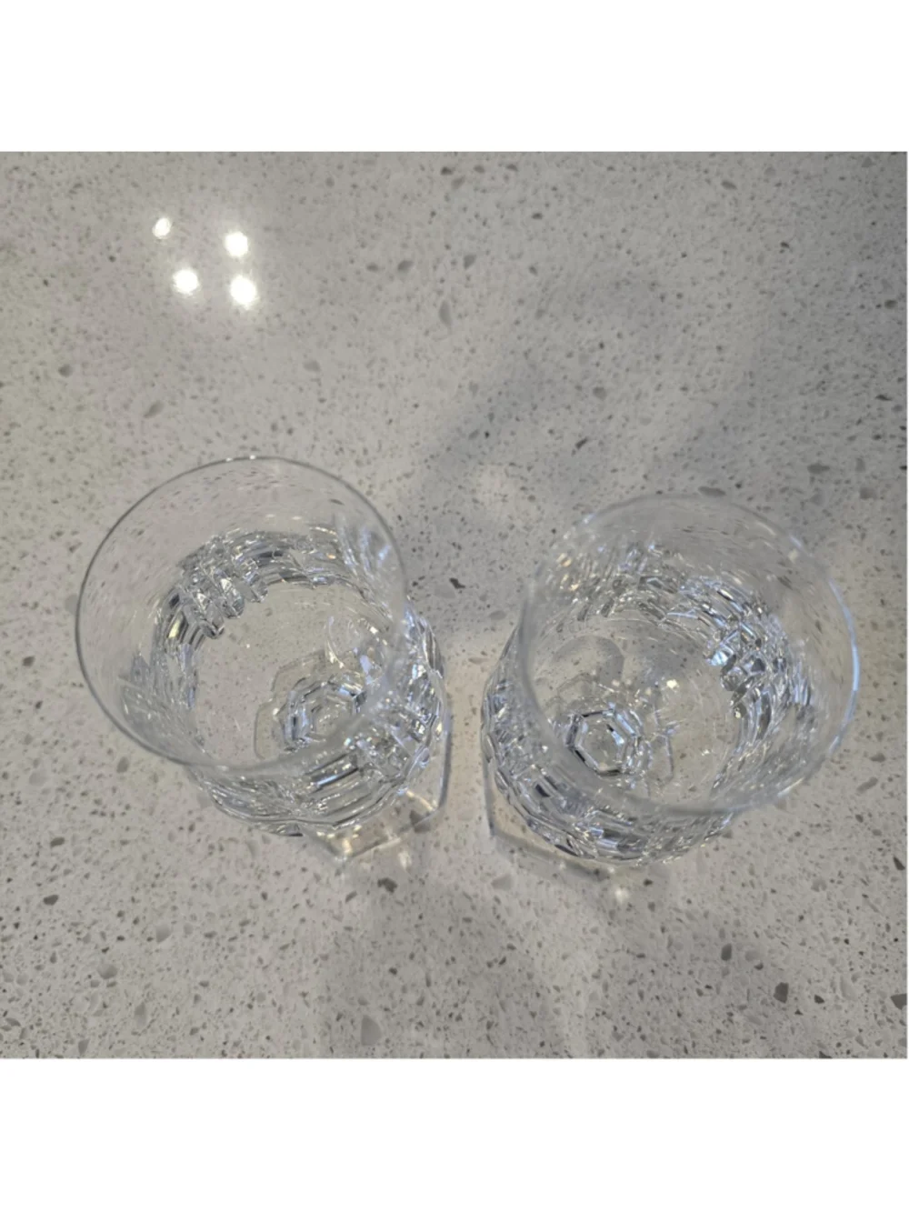 Vintage Mozart Heavy Cut Crystal Cordial Hexagonal Base Faceted Goblets 2 pc Set